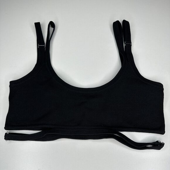 Dion Lee Sexy Black Strappy Crop Tank Top Double Adjustable Strap Cutouts XS - Picture 10 of 13
